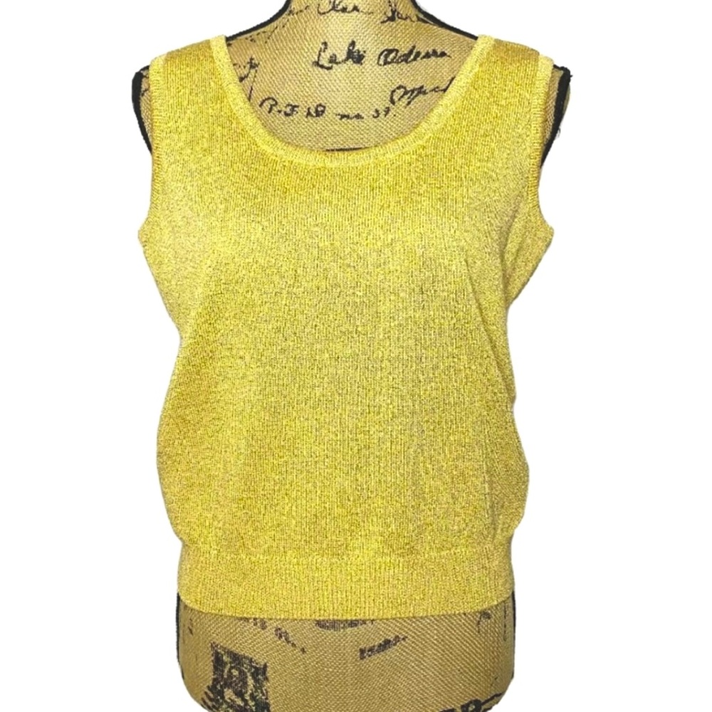 St. John Sport Gold Metallic Wool Knit Tank Top
